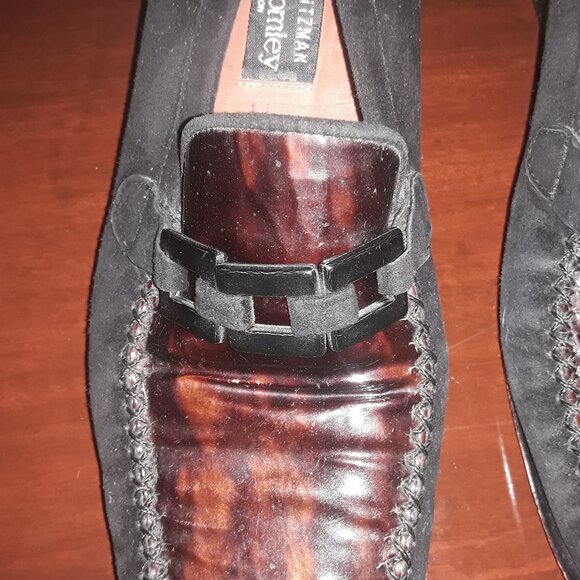 Stuart Weitzman for Russell & Bromley Bond Street London. Black suede w/tortoise - Picture 5 of 6